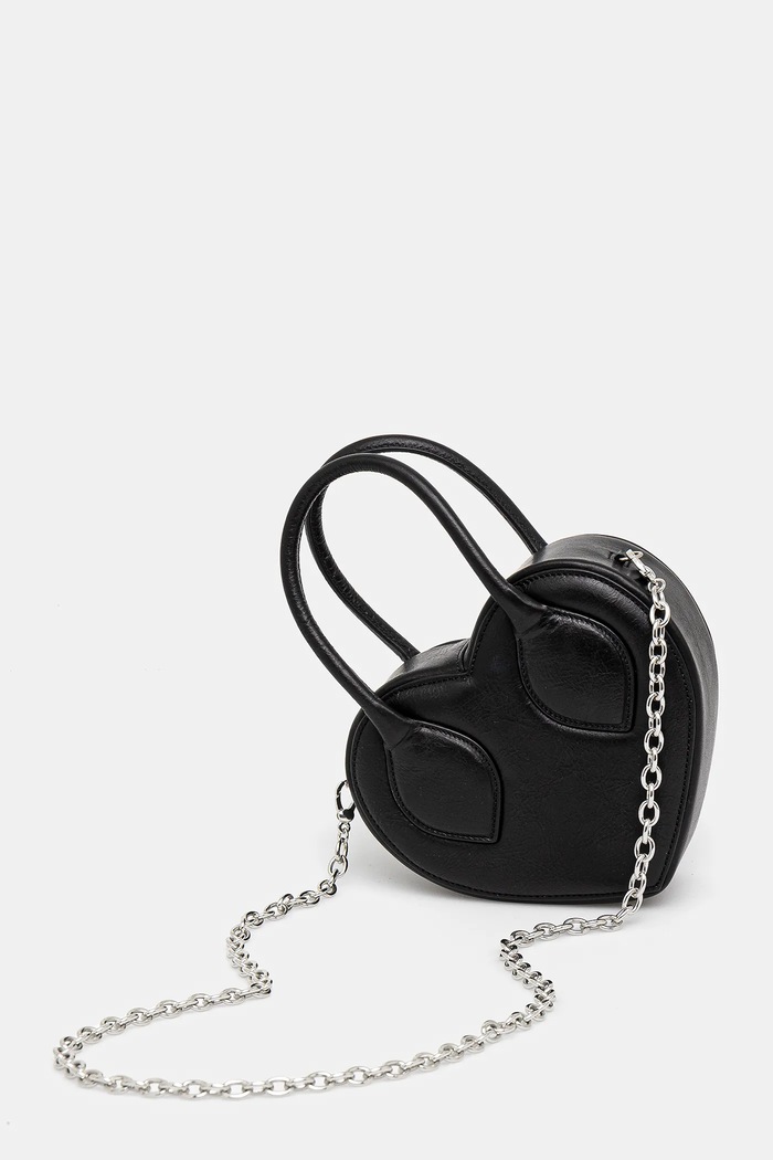 Doplnky Kožená kabelka Heart Top Handle Bag 12115033 čierna