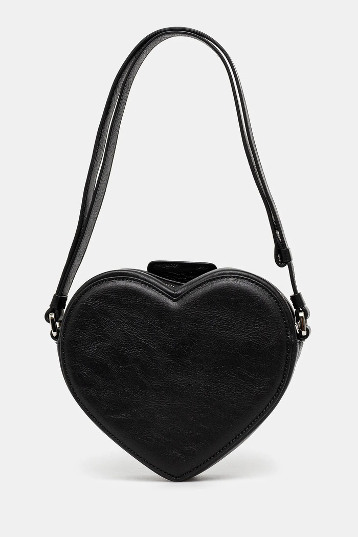 Dodatki Usnjena torbica Strapped Heart Shoulder Bag 12115063 črna