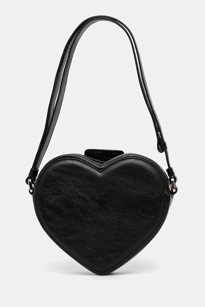 Dodatki Usnjena torbica Strapped Heart Shoulder Bag 12115063 črna