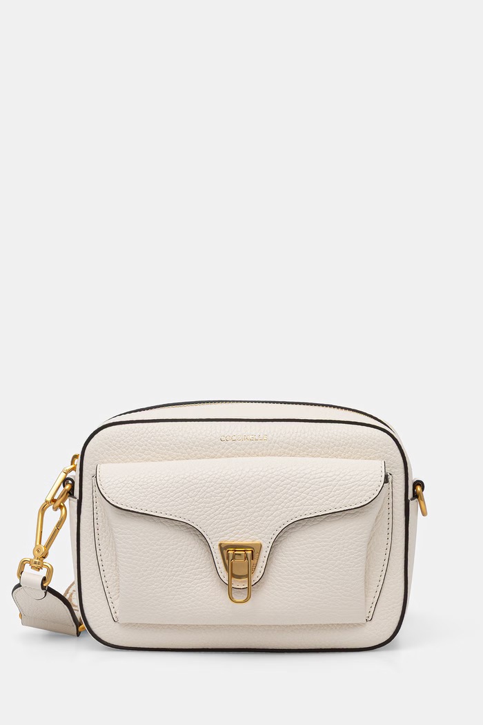 Coccinelle torebka crossbody damska skórzana COCCINELLE BEAT SOFT RIBB beżowy NOF.15.02.01