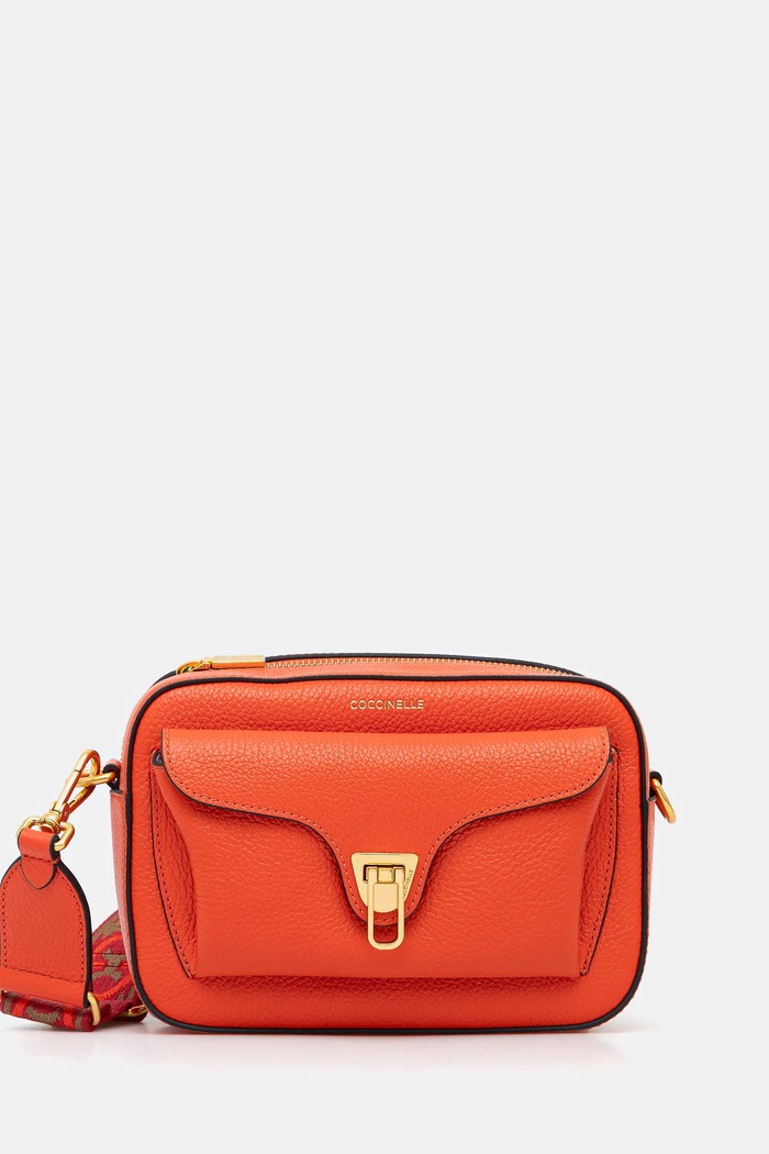 Coccinelle crossbody kabelka dámská kožená COCCINELLE BEAT SOFT RIBB přírodní kůže oranžová NOF.15.02.01