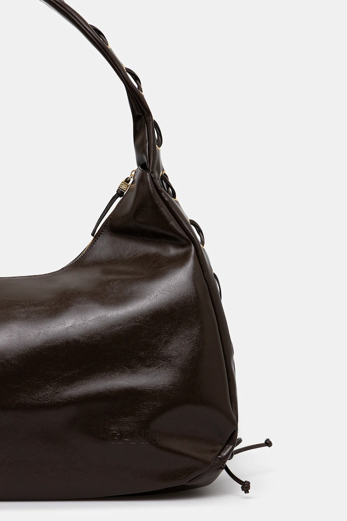 Akcesoria GANNI torba Hobo XXL Crinkle Oleatex A6846 brązowy