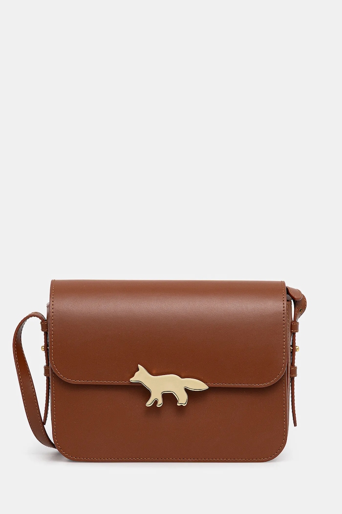 Maison Kitsuné Δερμάτινη τσάντα Maison Kitsuné Edie Large καφέ OW05171LR0001