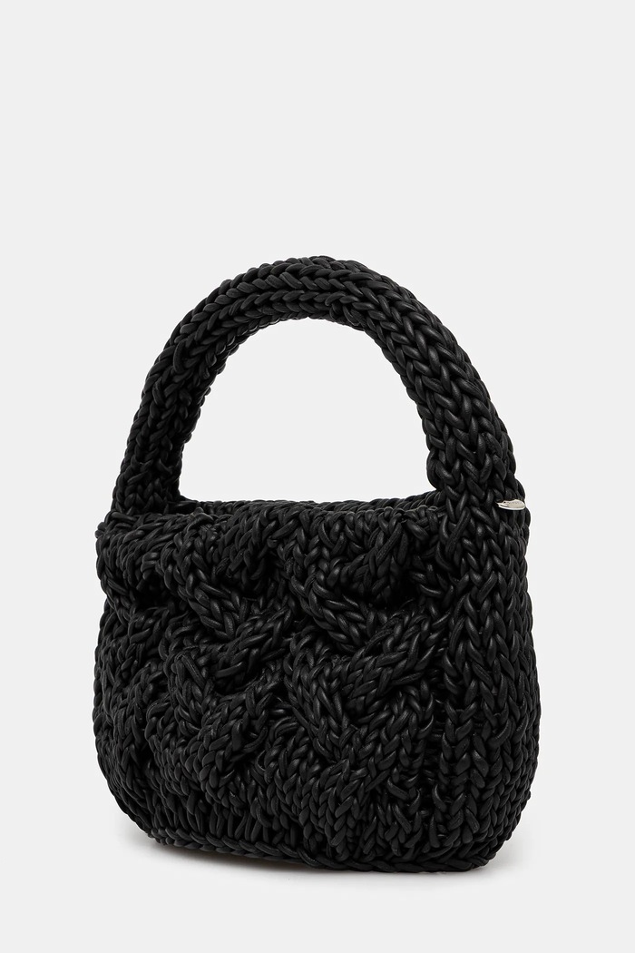 Кожаная сумочка JW Anderson Small Cable Knit HB0712.LA0365 чёрный SS25
