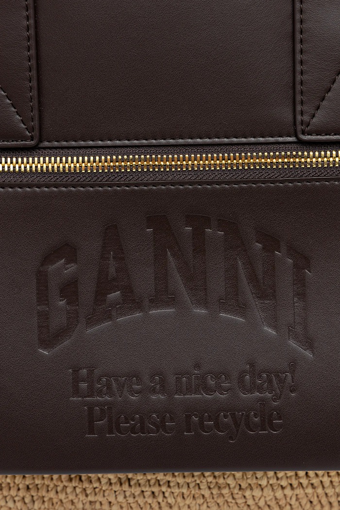 GANNI handbag Easy Shopper Medium Raffia brown A6823