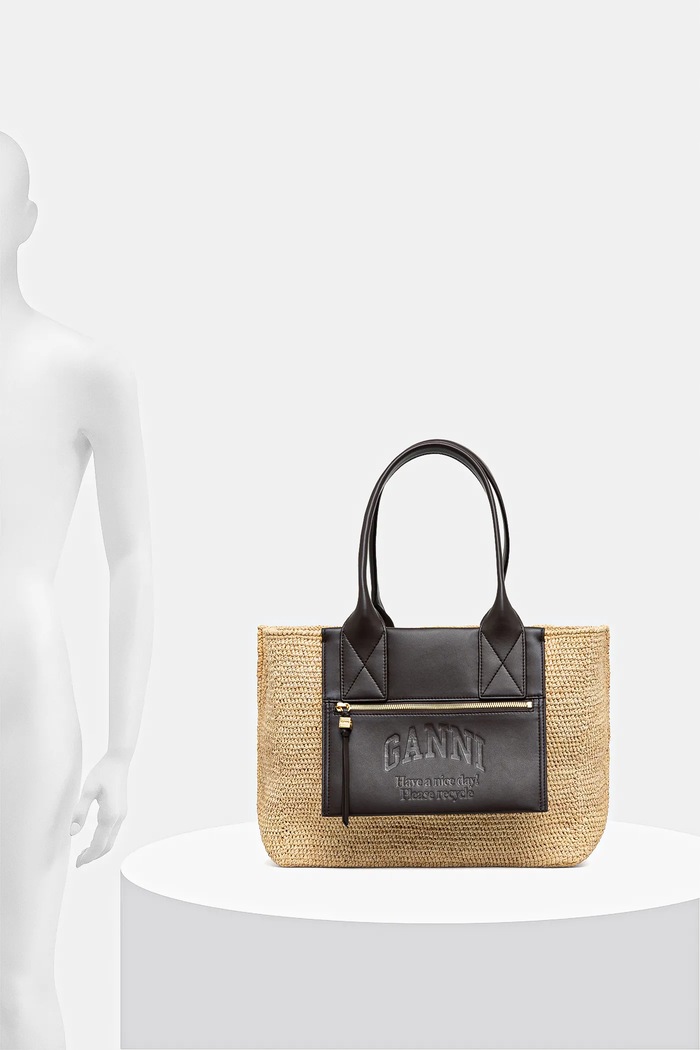 GANNI handbag Easy Shopper Medium Raffia A6823