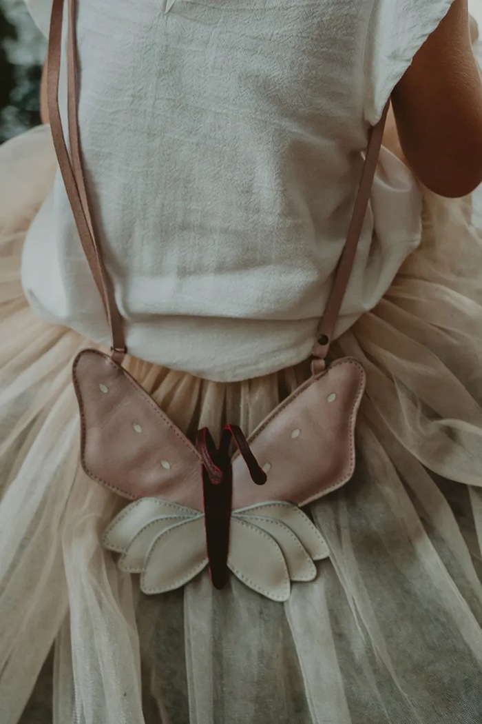 Donsje borsa di pelle bambino/a Toto Purse Butterfly pelle fiore rosa 5003002