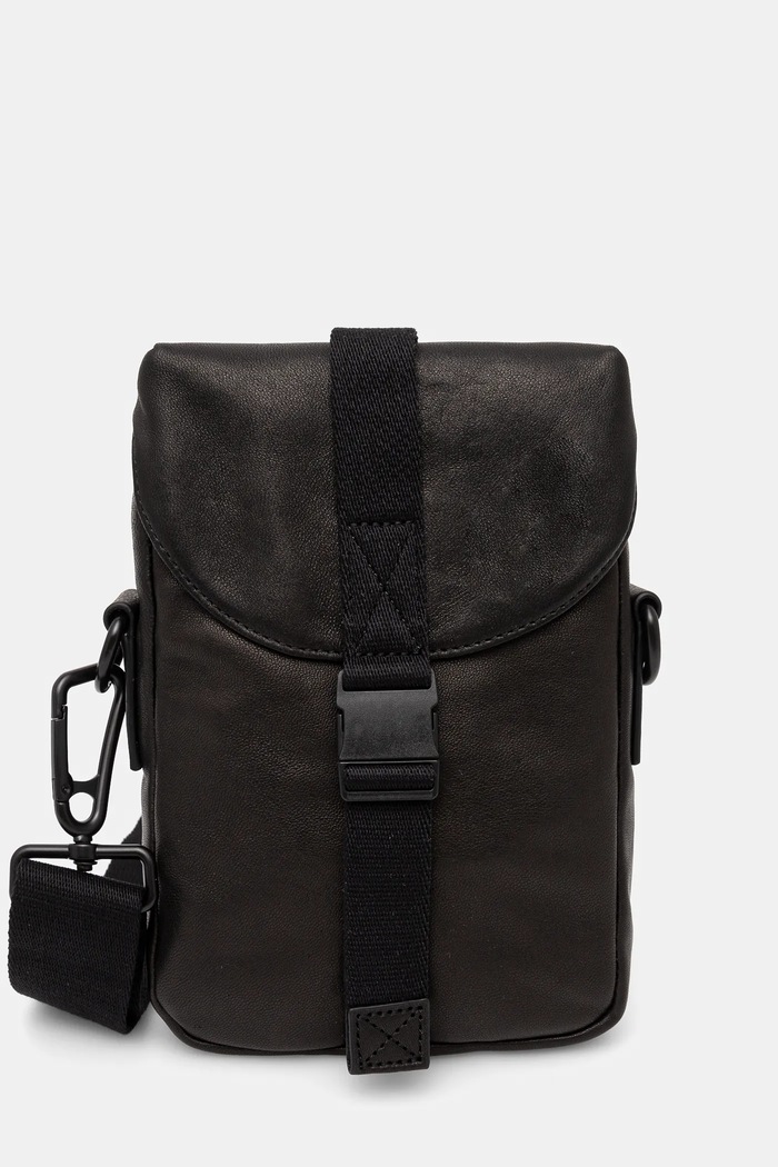 Kožená taška AllSaints JUAN usňová koža čierna M145XB