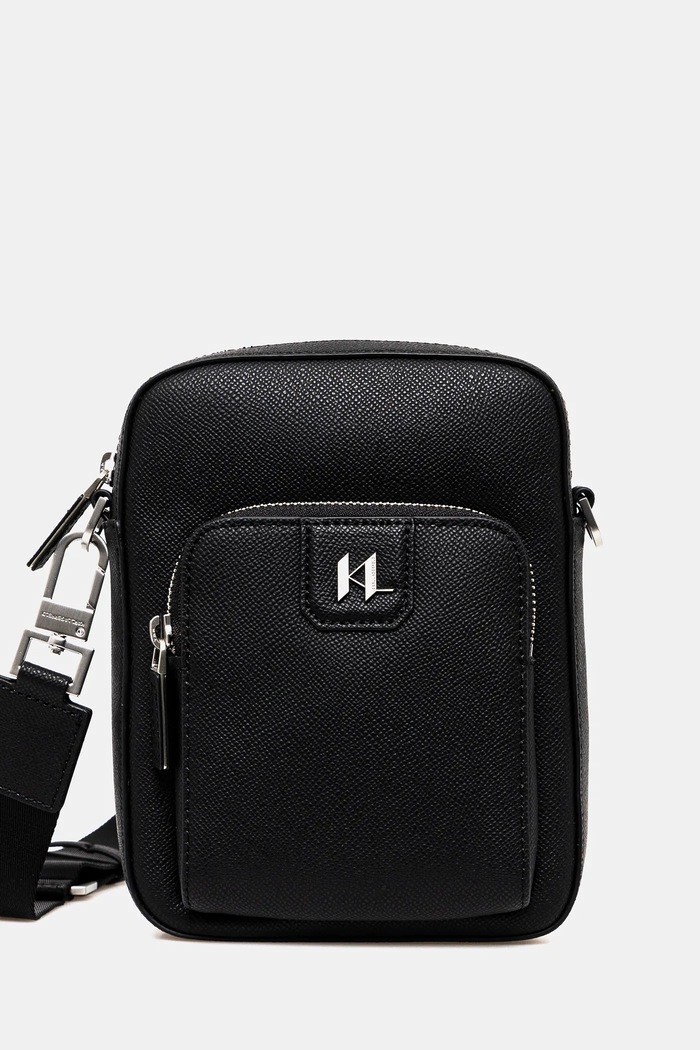 Malá taška Karl Lagerfeld K/MONOGRAM usňová koža čierna A1M30097