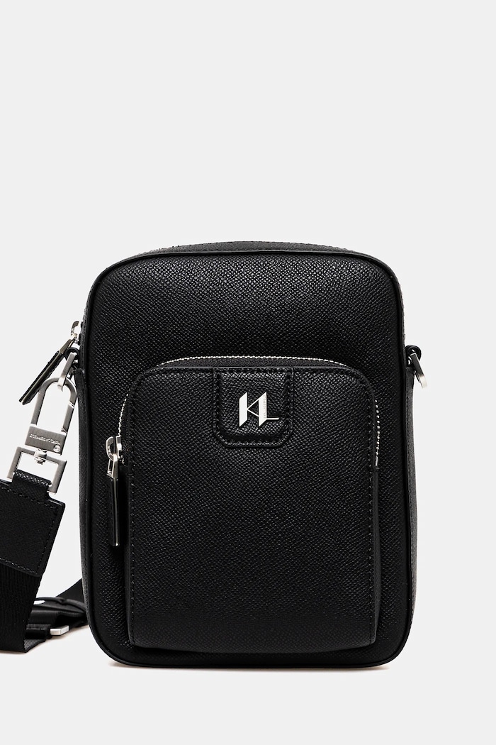 Malá taška Karl Lagerfeld K/MONOGRAM usňová koža čierna A1M30097