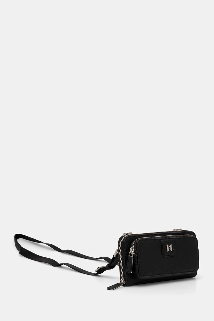 Kožená kabelka Karl Lagerfeld K/MONOGRAM A1M32100 čierna SS26