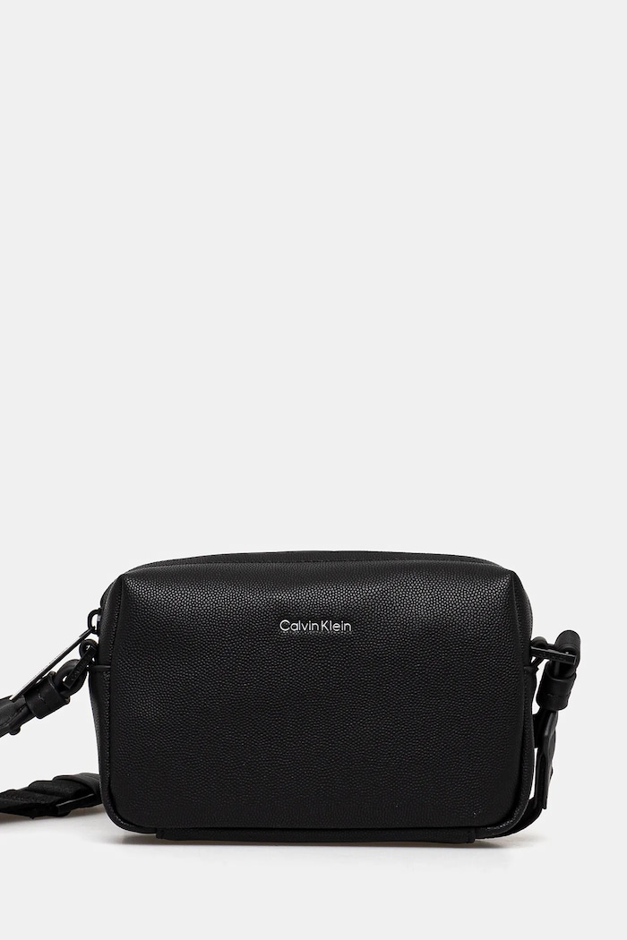 Torba Calvin Klein imitacija zrnate kože crna K50K512761