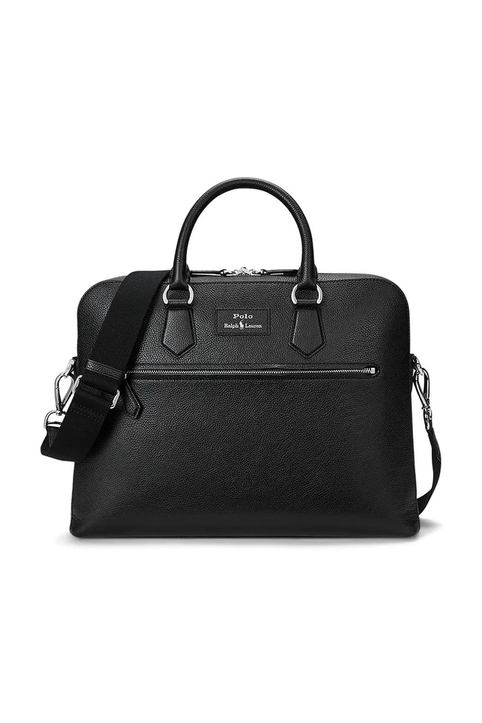 Polo Ralph Lauren borsa in pelle semplice nero 405962458