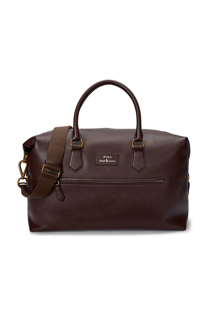Δερμάτινη τσάντα Polo Ralph Lauren 36,8 x 29,2 x 18,4 cm λείο δέρμα καφέ 405962459