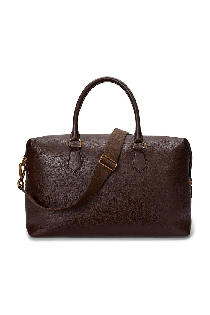 Αξεσουάρ Δερμάτινη τσάντα Polo Ralph Lauren 36,8 x 29,2 x 18,4 cm 405962459 καφέ