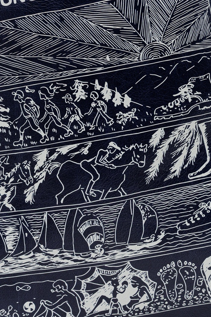 Kožená taška Bally 34 x 40 x 10 cm MAE05A tmavomodrá