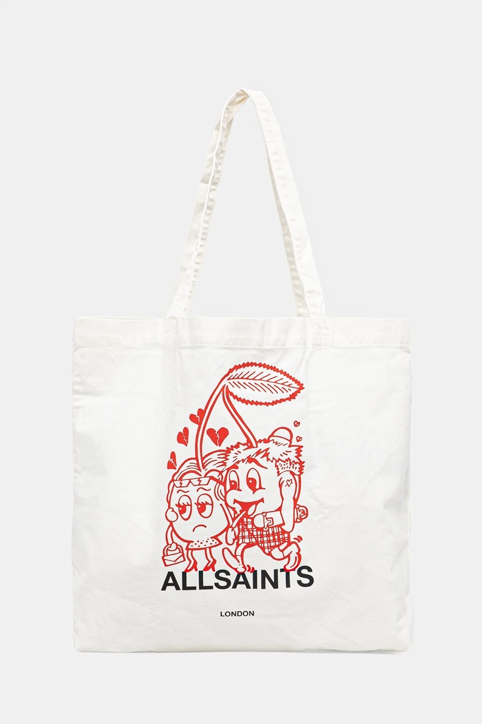 Bavlnená taška AllSaints BREAKUP 40 x 35 x 13 cm potlač biela M086XC
