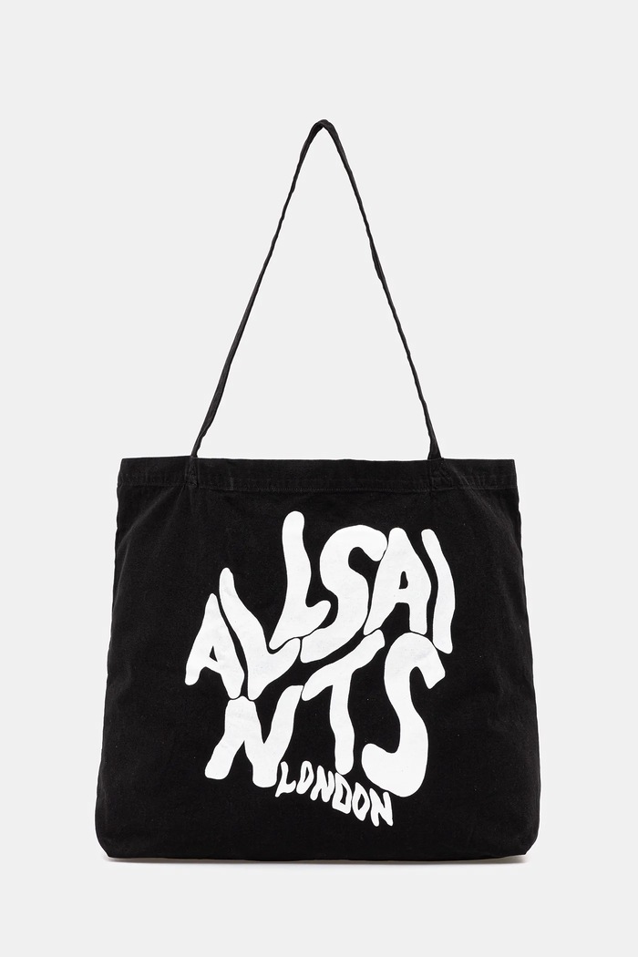 Бавовняна сумка AllSaints ORLANDO37 x 36 x 11 cm надрук чорний M285XB