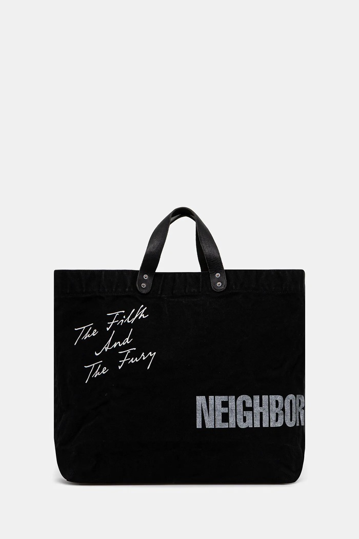 Τσάντα NEIGHBORHOOD Washed Canvas Tote Bag 48 x 42 x 13 cm στάμπα μαύρο 242TQNH.CG01