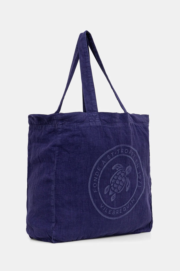 Vilebrequin borsa di lino BABEL BBLU3104 blu navy SS25