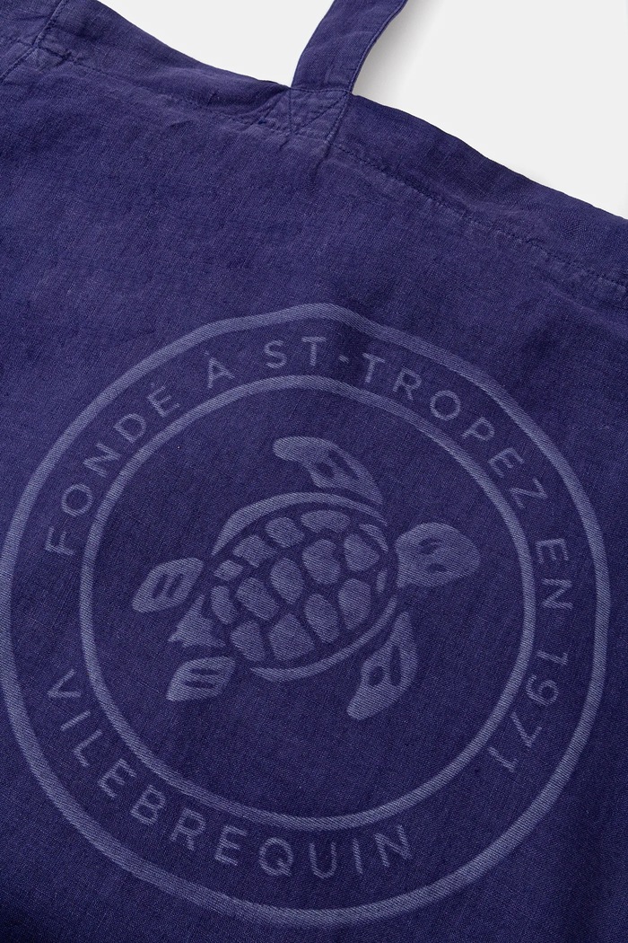 Vilebrequin borsa di lino BABEL blu navy BBLU3104
