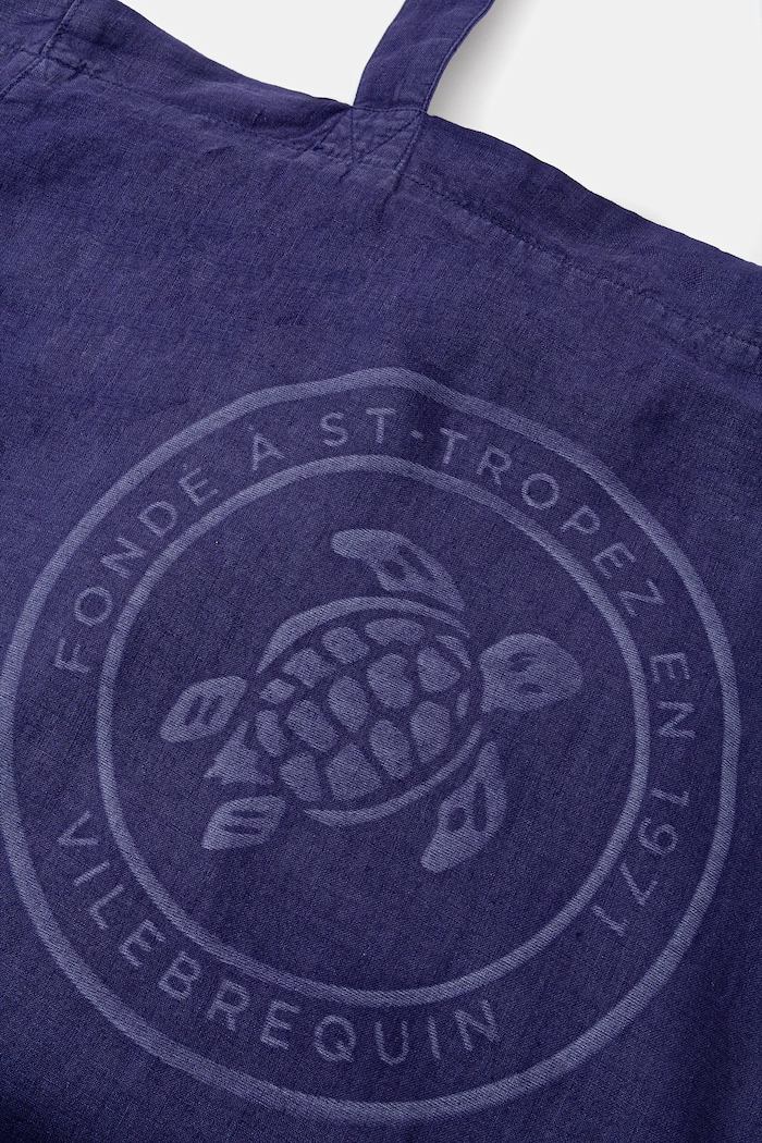 Vilebrequin borsa di lino BABEL blu navy BBLU3104