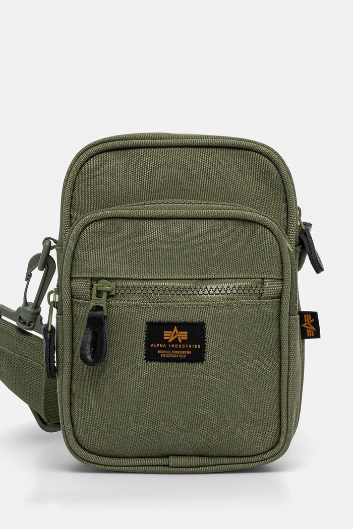 Ledvinka Alpha Industries Label Messenger Bag S hladký zelená 156941