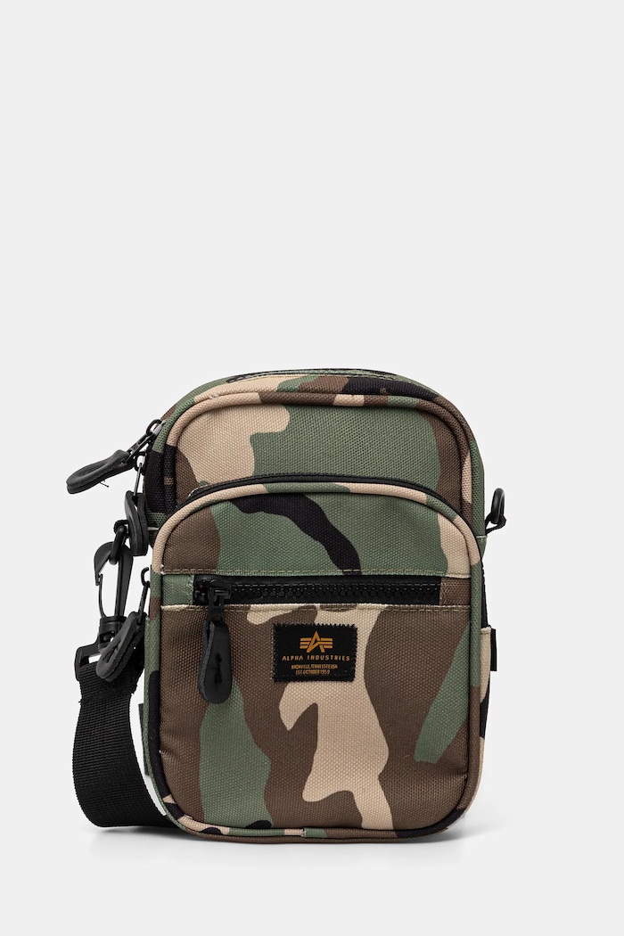 Malá taška Alpha Industries Label Messenger Bag S jednofarebný zelená 156941