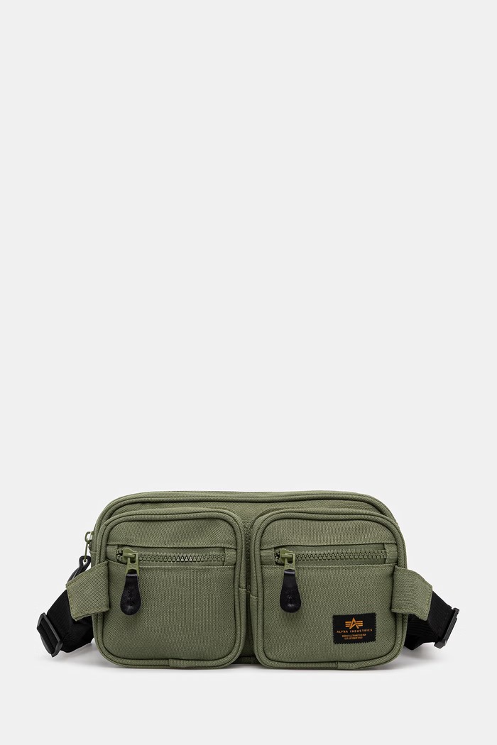 Malá taška Alpha Industries Label Waist Bag jednofarebný zelená 156943
