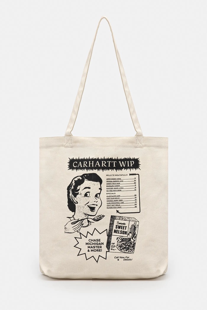 Βαμβακερή τσάντα Carhartt WIP Canvas Graphic Tote 32 x 36 x 14 cm στάμπα μπεζ I033975.2VXXX