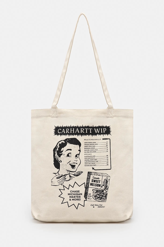 Βαμβακερή τσάντα Carhartt WIP Canvas Graphic Tote 32 x 36 x 14 cm στάμπα μπεζ I033975.2VXXX