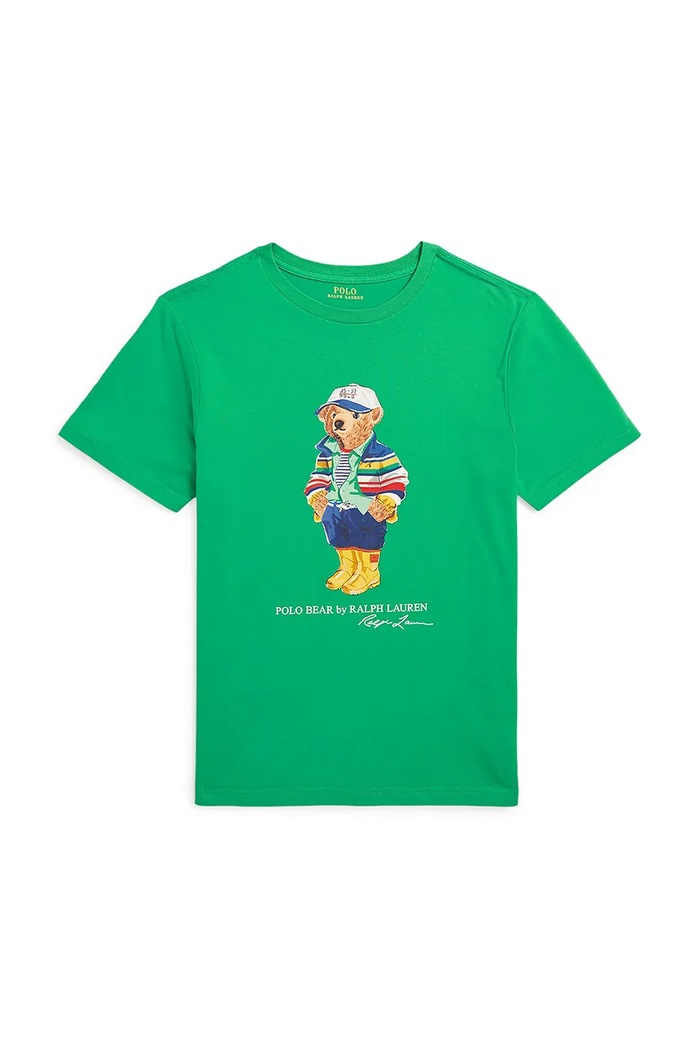 Polo Ralph Lauren t-shirt bawełniany dziecięcy nadruk zielony 323853828042