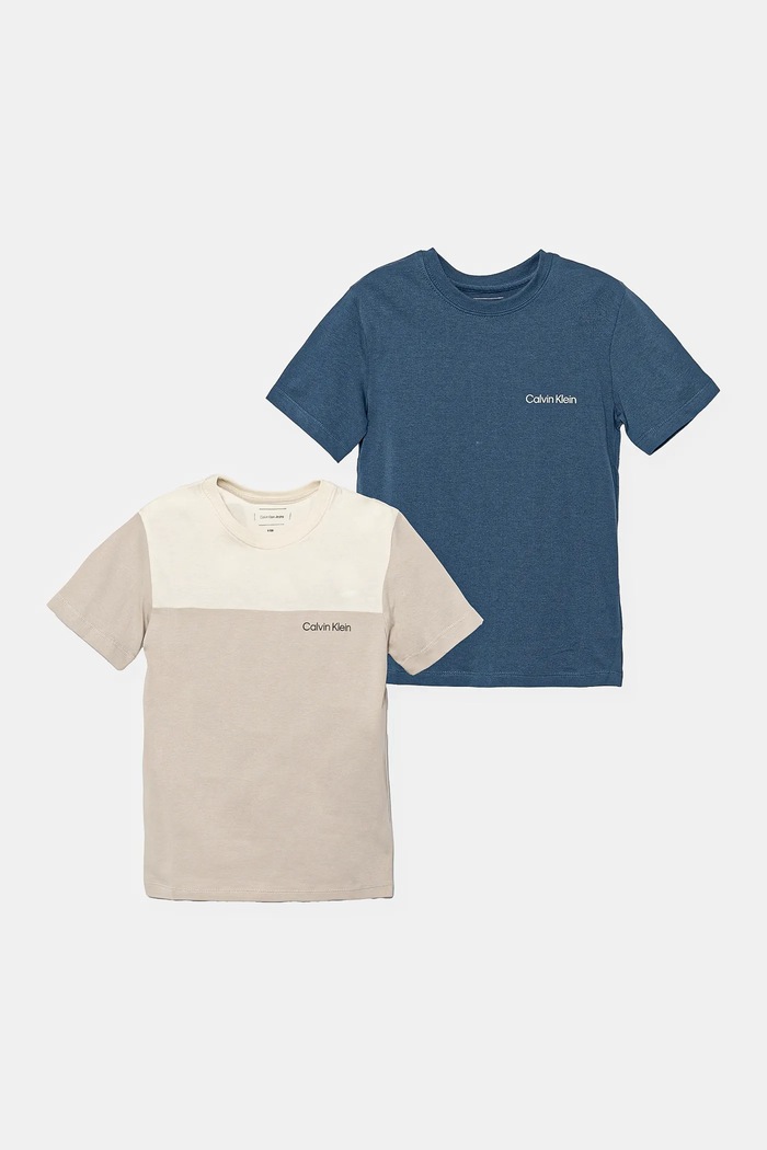 Детска памучна тениска Calvin Klein Jeans (2 броя) IB0IB02363.128.176.PPYA тъмносин SS25