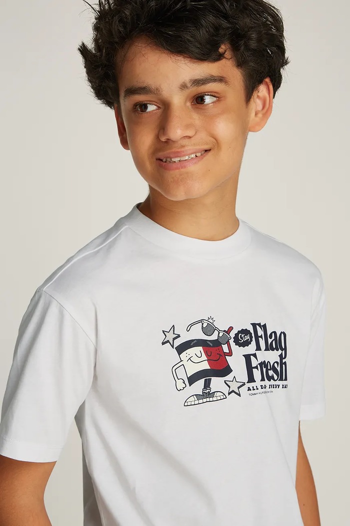 Băieți Tommy Hilfiger tricou de bumbac pentru copii KB0KB09354.74.122.PPYA alb