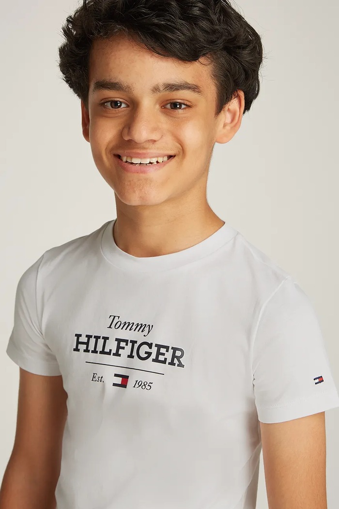 Dječja pamučna majica kratkih rukava Tommy Hilfiger bijela KB0KB09356.128.176.PPYA
