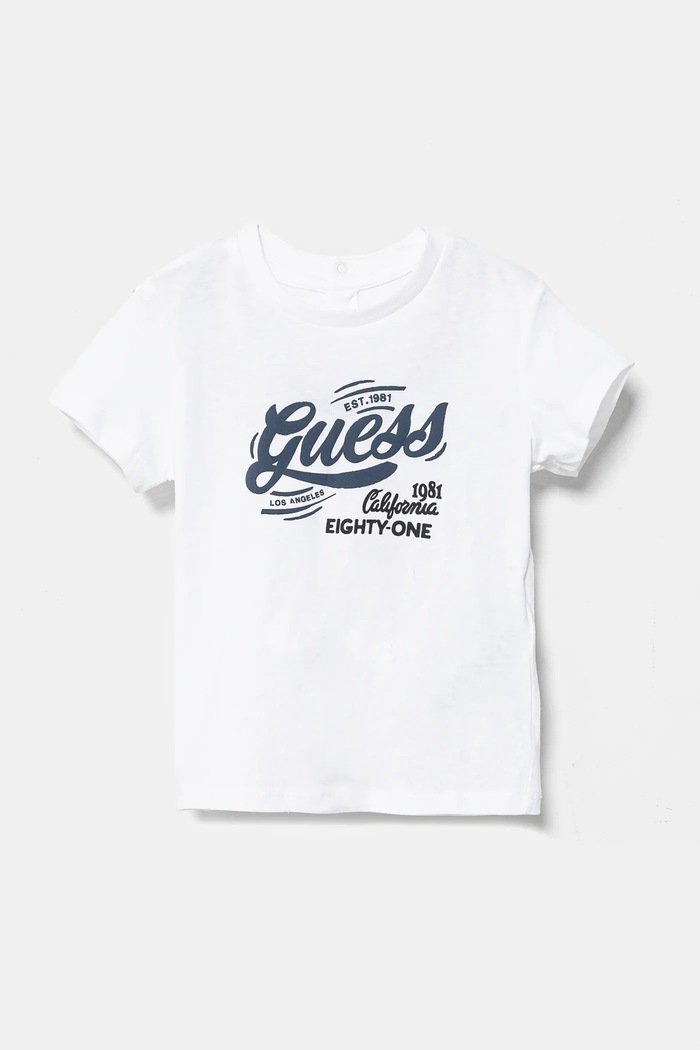 Bavlněné dětské tričko Guess kulatý bílá I5RI01.K8HM4.PPYA