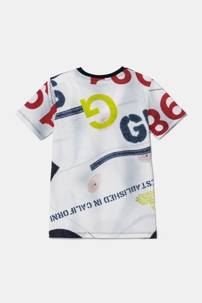 Παιδικό βαμβακερό μπλουζάκι Guess L5RI05.K8HM4.PPYA σκούρο μπλε SS25