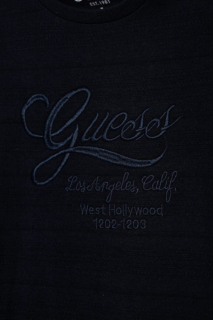 Παιδικό βαμβακερό μπλουζάκι Guess σκούρο μπλε L5RI19.KCM20.PPYA