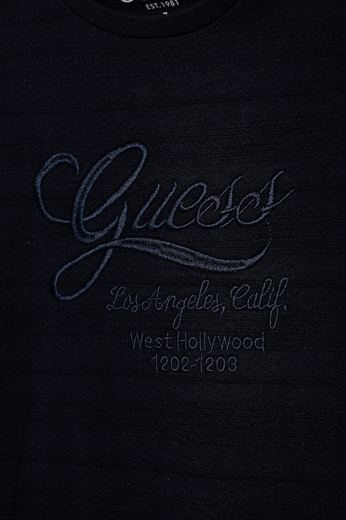 Παιδικό βαμβακερό μπλουζάκι Guess σκούρο μπλε L5RI19.KCM20.PPYA