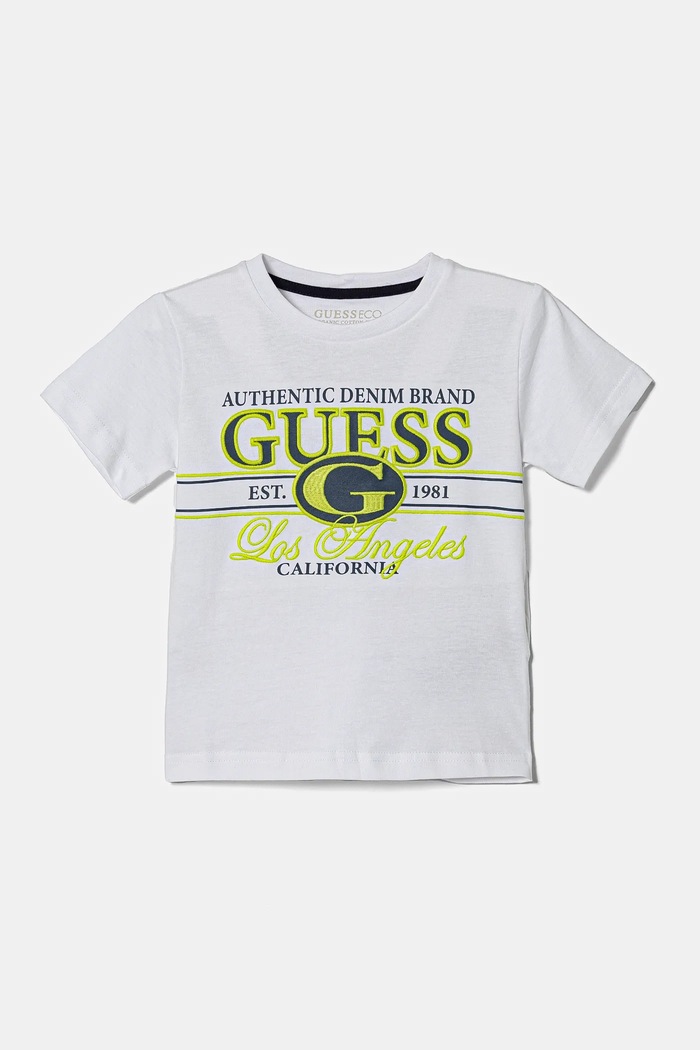 Dětské bavlněné tričko Guess kulatý bílá N5RI23.K8HM4.PPYA