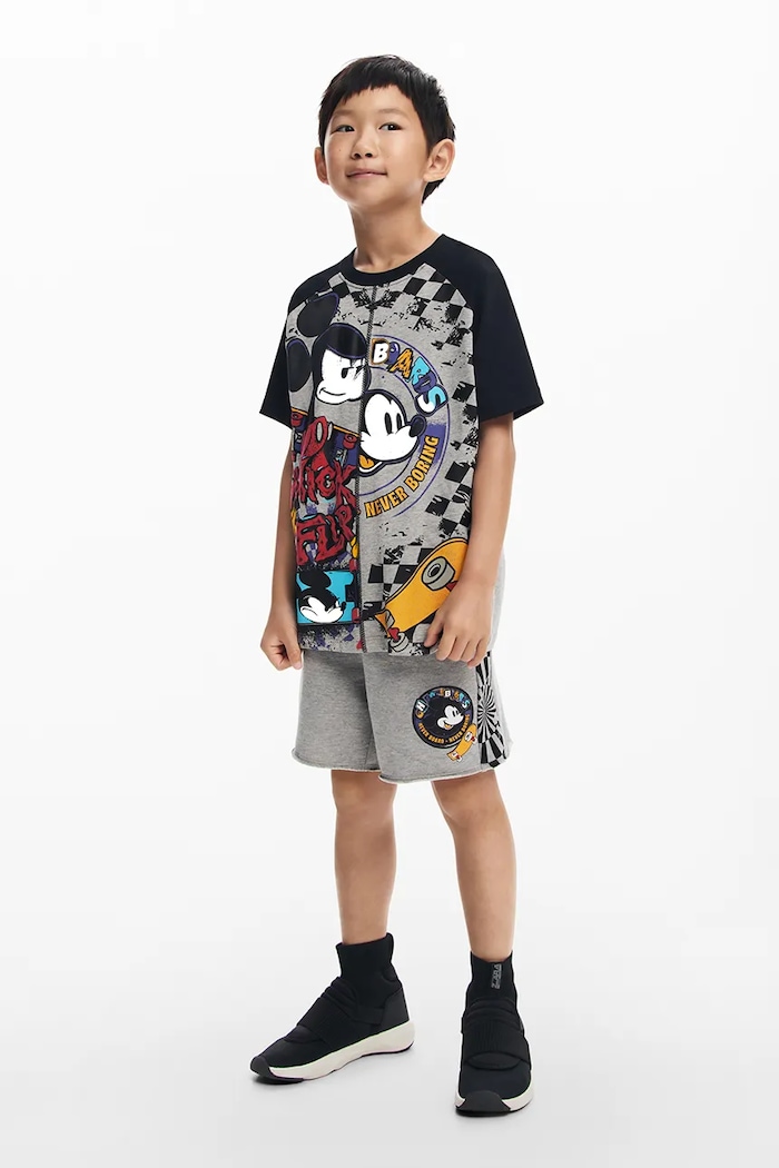Desigual tricou copii print gri 25SBTK04