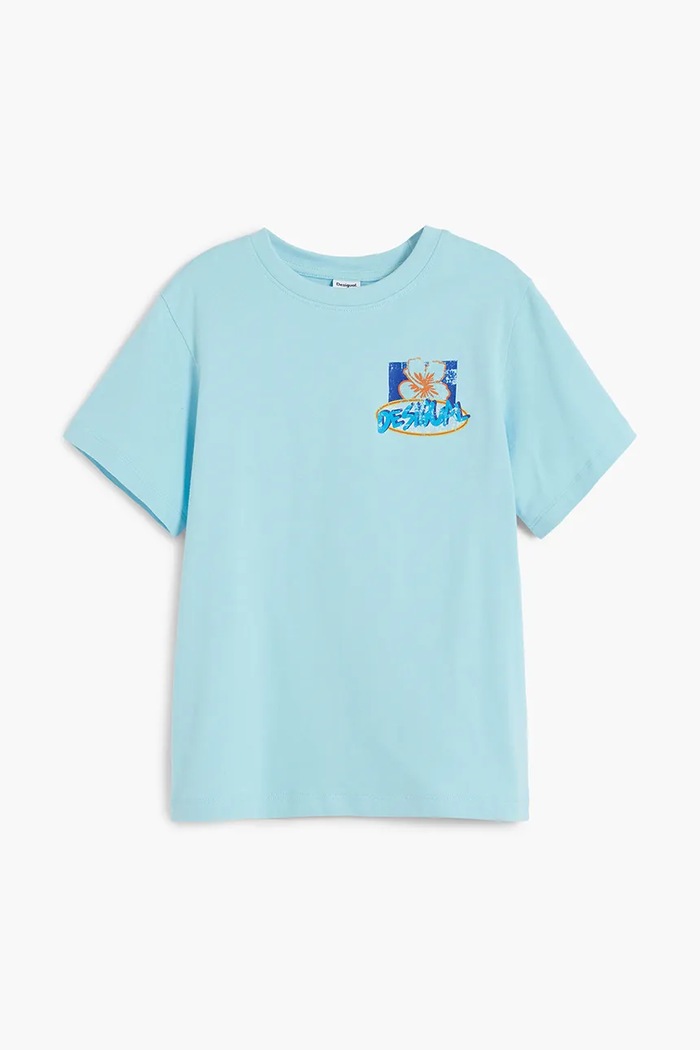 Desigual tricou de bumbac pentru copii print albastru 25SBTK12
