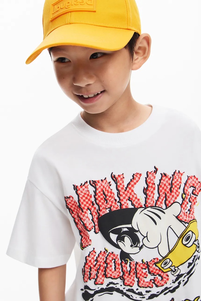 Detské bavlnené tričko Desigual x Disney 25SBTK14 biela