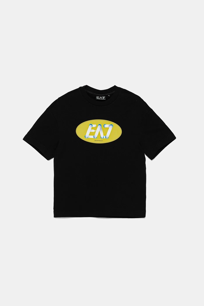 EA7 Emporio Armani tricou de bumbac pentru copii print negru 7B000107.AF13244