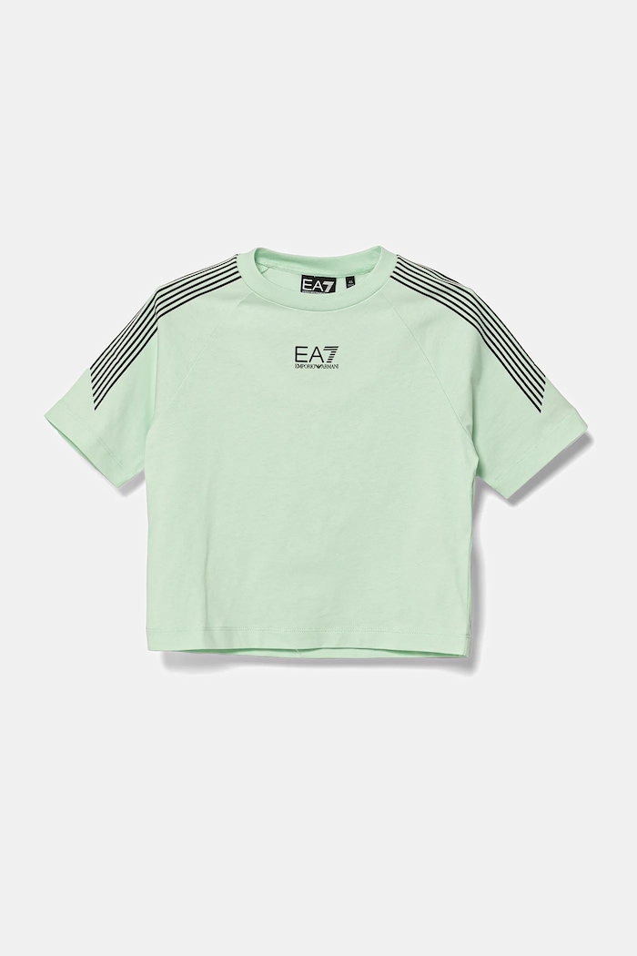 Dětské bavlněné tričko EA7 Emporio Armani kulatý zelená 7B000048.AF12874