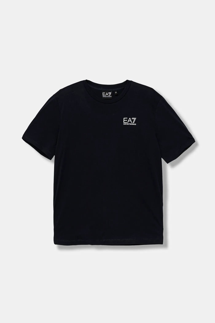 Dětské bavlněné tričko EA7 Emporio Armani kulatý námořnická modř 7B000020.AF10378