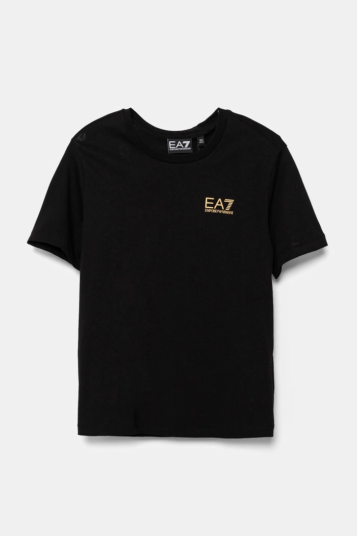 Dětské bavlněné tričko EA7 Emporio Armani kulatý černá 7B000020.AF10378