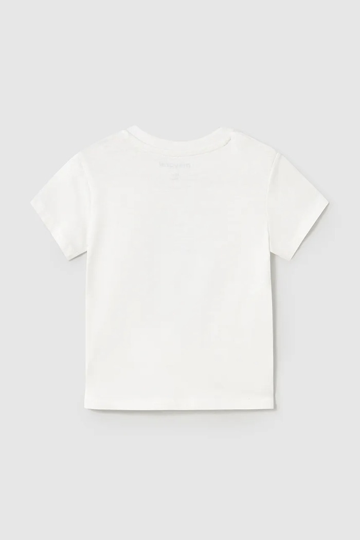 Mayoral t-shirt bawełniany dziecięcy 106.3E.Baby.PPYA biały SS25