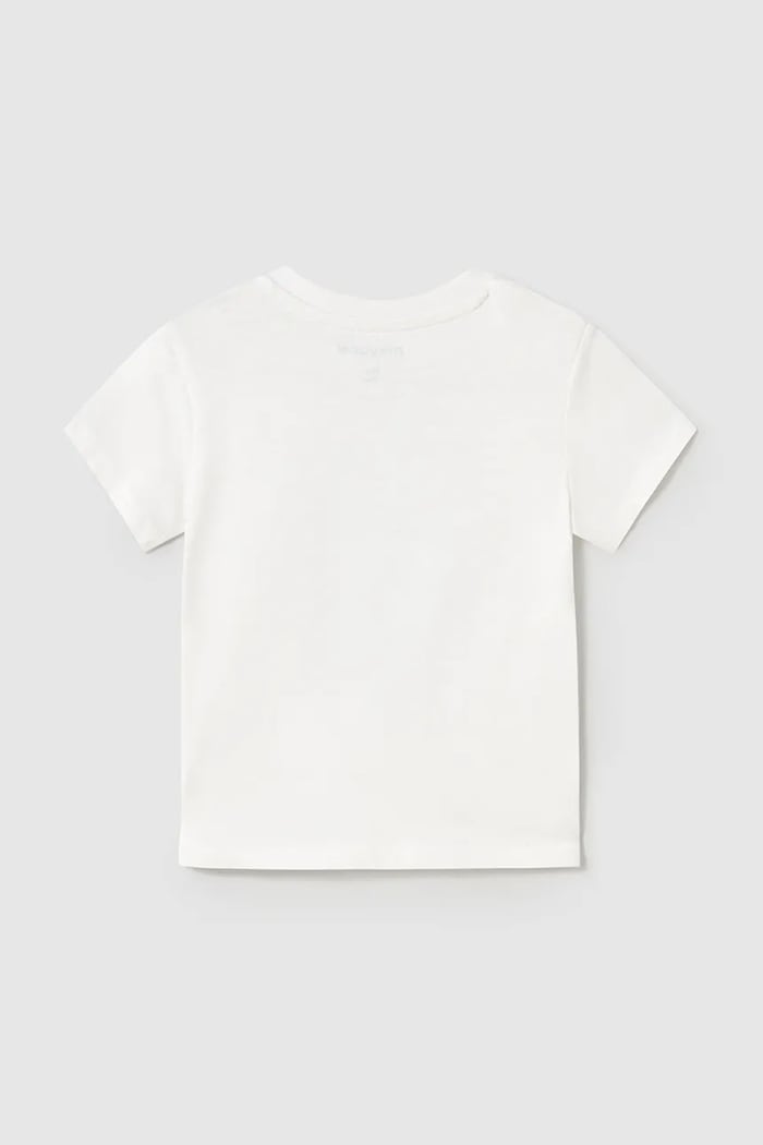Mayoral t-shirt bawełniany dziecięcy 106.3E.Baby.PPYA biały SS25