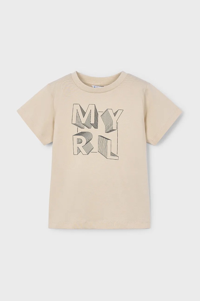 Mayoral t-shirt bawełniany dziecięcy nadruk beżowy 170.5F.Mini.PPYA